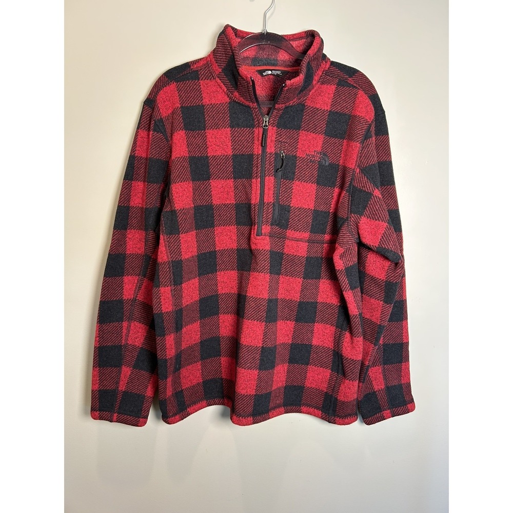The North Face Gordon Lyons Jacket Men XL 1/4 Zip Fleece Buffalo Plaid Novelty